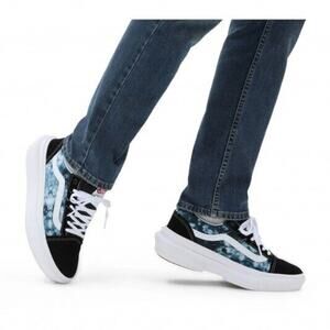 NIB Vans M 8/ W 9.5 ComfyCush Old Skool Overt CC Sneaker Tie Dye Shoe Black Blue